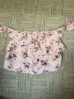 American Eagle Outfitters Pink Floral Off-Shoulder Top